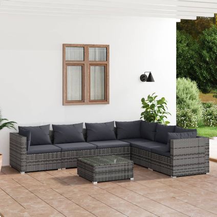 The Living Store - Poly rattan - 7-delige Loungeset met kussens poly rattan - TLS310173