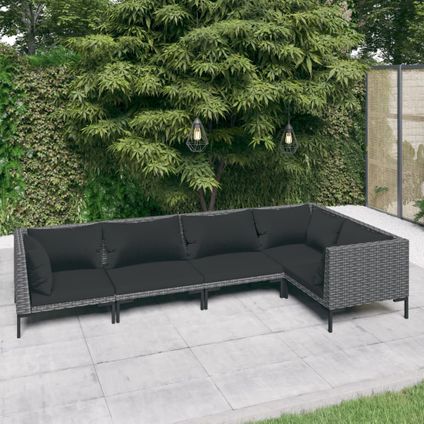 The Living Store - Poly rattan - 5-delige Loungeset met kussens poly rattan - TLS309983