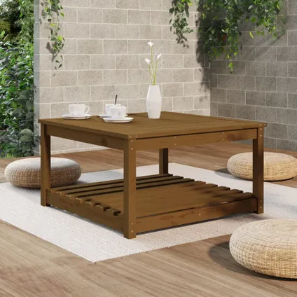 The Living Store - Bois - Table de jardin marron miel 82,5x82,5x45 cm bois - TLS824144 3