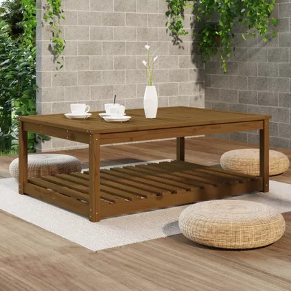 The Living Store - Bois - Table de jardin marron miel 121x82,5x45 cm bois - TLS824151 3