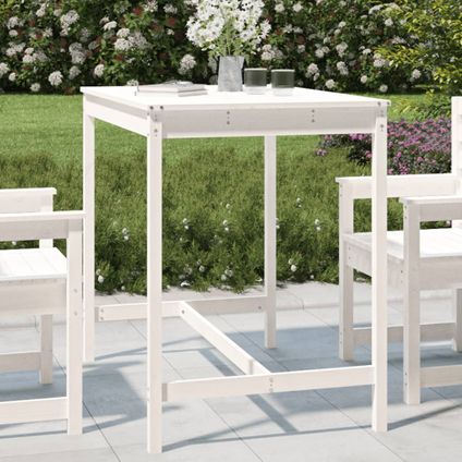 The Living Store - Bois - Table de jardin blanc 121x82,5x110 cm bois massif de - TLS824089
