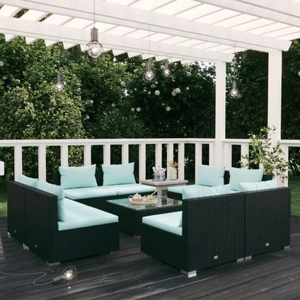 The Living Store - Poly rattan - 9-delige Loungeset met kussens poly rattan - TLS310154