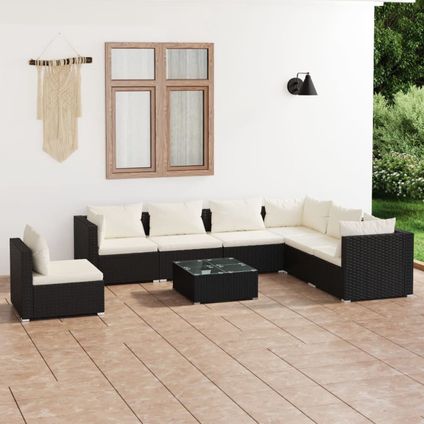 The Living Store - Poly rattan - 8-delige Loungeset met kussens poly rattan - TLS310235