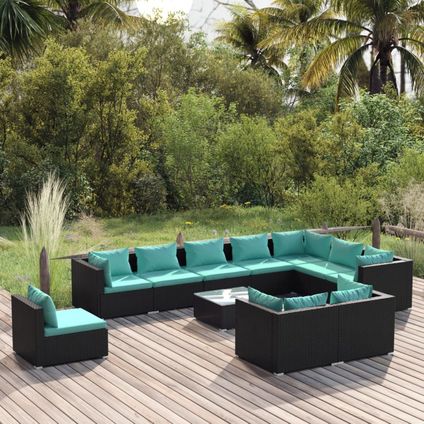 The Living Store - Poly rattan - 11-delige Loungeset met kussens poly rattan - TLS310266