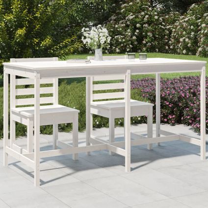 The Living Store - Bois - Table de jardin blanc 203,5x90x110 cm bois massif de - TLS824103
