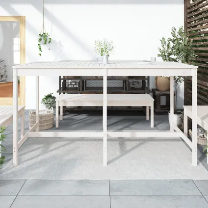 The Living Store - Bois - Table de jardin blanc 203,5x90x110 cm bois massif de - TLS824103 3
