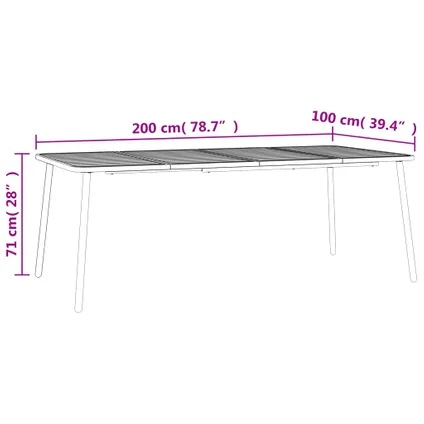 The Living Store - Acier - Table de jardin anthracite 200x100x71 cm acier - TLS362741 7