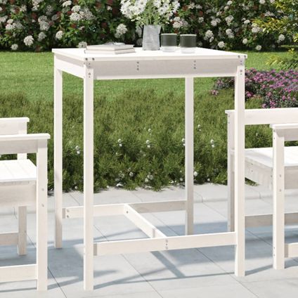 The Living Store - Bois - Table de jardin blanc 82,5x82,5x110 cm bois massif de - TLS824082