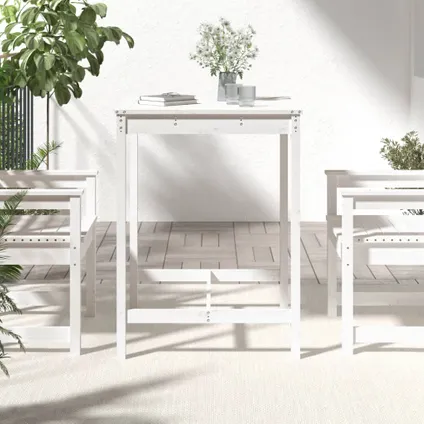 The Living Store - Bois - Table de jardin blanc 82,5x82,5x110 cm bois massif de - TLS824082 3