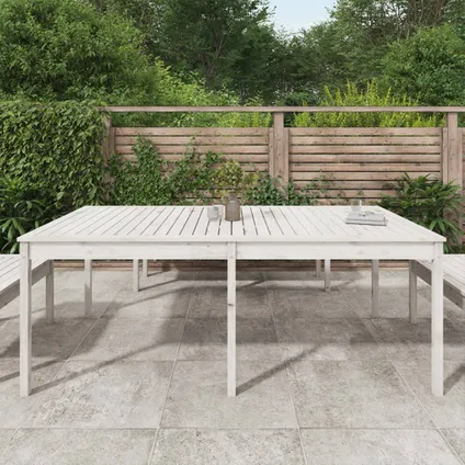The Living Store - Bois - Table de jardin blanc 203,5x100x76 cm bois massif de - TLS823984 3