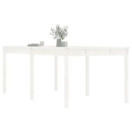 The Living Store - Bois - Table de jardin blanc 203,5x100x76 cm bois massif de - TLS823984 4