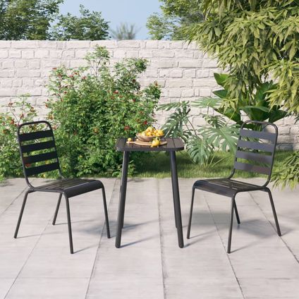 The Living Store - Staal - 3-delige Tuinset staal antracietkleurig - TLS318798