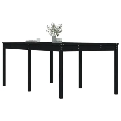 The Living Store - Bois - Table de jardin noir 203,5x100x76 cm bois massif de - TLS823987 4