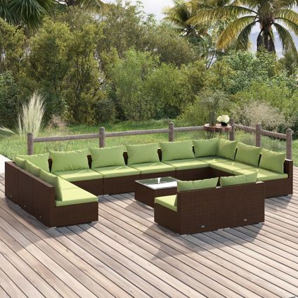 The Living Store - Poly rattan - 13-delige Loungeset met kussens poly rattan - TLS310214