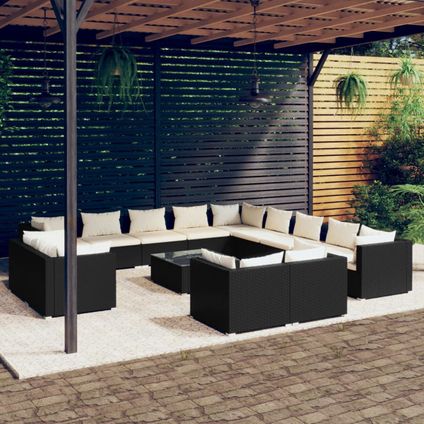 The Living Store - Poly rattan - 14-delige Loungeset met kussens poly rattan - TLS310291