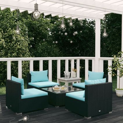 The Living Store - Poly rattan - 5-delige Loungeset met kussens poly rattan - TLS310152