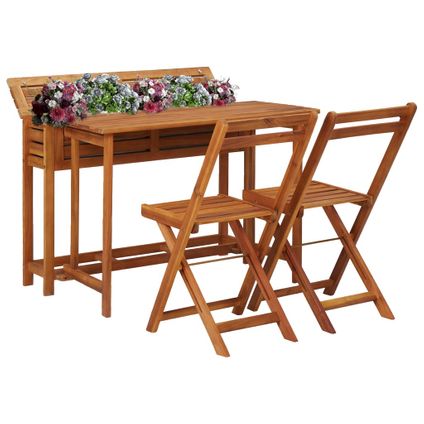 The Living Store - Bois - Table à jardinière et 2 chaises de bistro bois - TLS45910