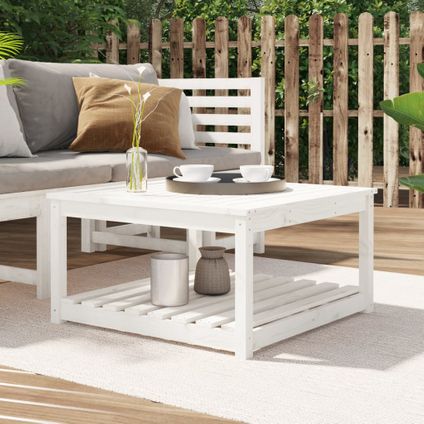 The Living Store - Bois - Table de jardin blanc 82,5x82,5x45 cm bois massif de - TLS824142