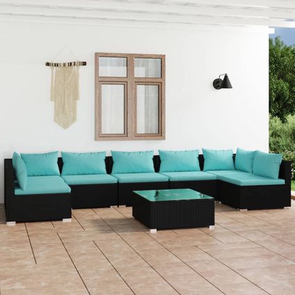 The Living Store - Poly rattan - 8-delige Loungeset met kussens poly rattan - TLS310189