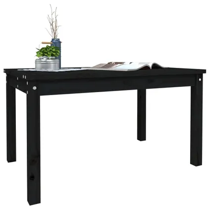 The Living Store - Bois - Table de jardin noir 82,5x50,5x45 cm bois massif de - TLS824117 4