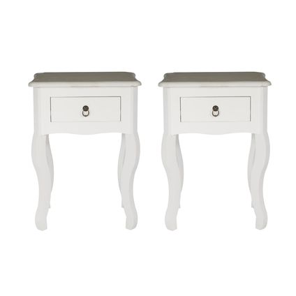 MISOU Tables de nuit Set of 2 With Drawer White Country Brocante