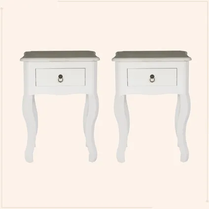 MISOU Tables de nuit Set of 2 With Drawer White Country Brocante 2