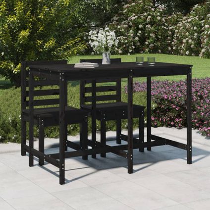 The Living Store - Bois - Table de jardin noir 159,5x82,5x110 cm bois massif de - TLS824099