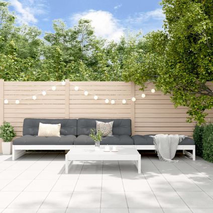 The Living Store - Bois - Salon de jardin 4 pcs avec coussins blanc bois massif - TLS318611