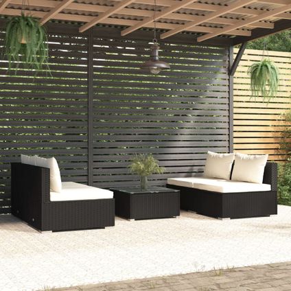 The Living Store - Poly rattan - 5-delige Loungeset met kussens poly rattan - TLS310143