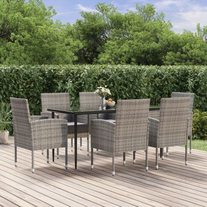 The Living Store - Poly rattan - 7-delige Tuinset met kussens poly rattan - TLS315678