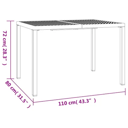 The Living Store - Acier - Table de jardin anthracite 110x80x72 cm acier - TLS362745 7