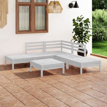 The Living Store - Hout - 6-delige Loungeset massief grenenhout wit - TLS308264