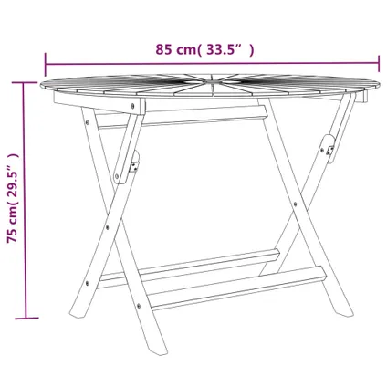 The Living Store - Teck - Table pliable de jardin Ø 85x75 cm bois massif de - TLS362619 8