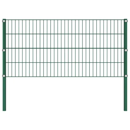 The Living Store - Fer - Panneau de clôture avec poteaux Fer 11,9 x 0,8 m Vert - TLS278610 2