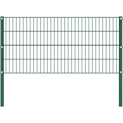 The Living Store - Fer - Panneau de clôture avec poteaux Fer 11,9 x 0,8 m Vert - TLS278610 7
