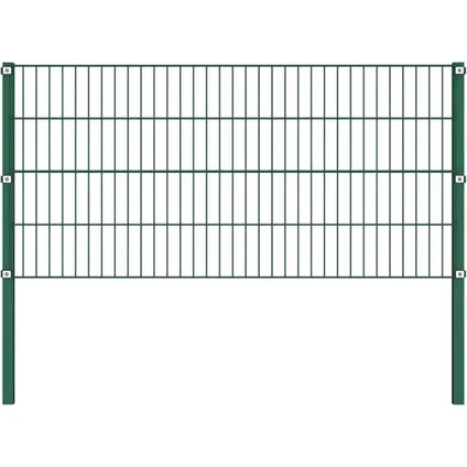The Living Store - Fer - Panneau de clôture avec poteaux Fer 11,9 x 0,8 m Vert - TLS278610 8