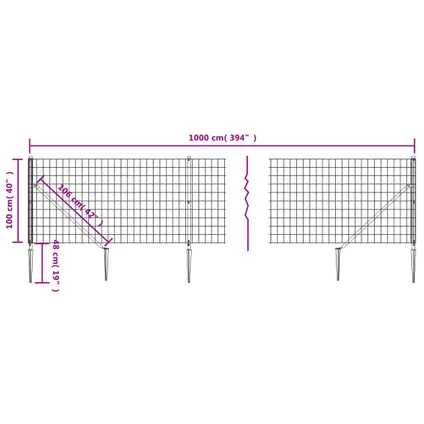 vidaXL - Staal - Draadgaashek met grondankers 1x10 m groen - TLS154113 5