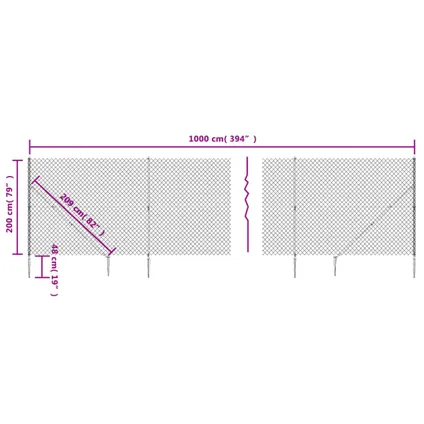 vidaXL - Staal - Gaashek met grondankers 2x10 m groen - TLS153926 5