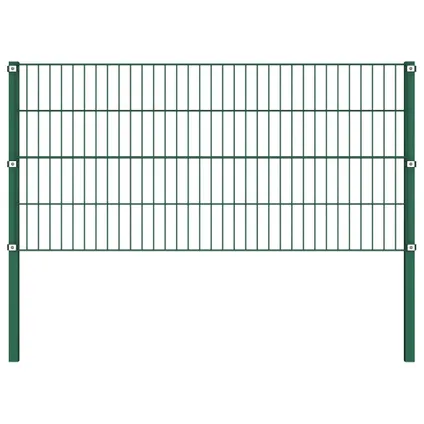 The Living Store - Fer - Panneau de clôture avec poteaux Fer 6,8 x 0,8 m Vert - TLS278607 2