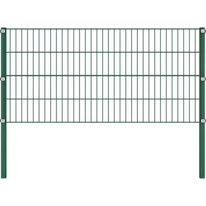 The Living Store - Fer - Panneau de clôture avec poteaux Fer 6,8 x 0,8 m Vert - TLS278607 6