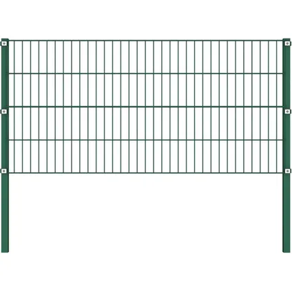 The Living Store - Fer - Panneau de clôture avec poteaux Fer 6,8 x 0,8 m Vert - TLS278607 8