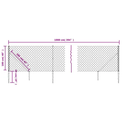 vidaXL - Staal - Gaashek met grondankers 1x10 m groen - TLS153921 5