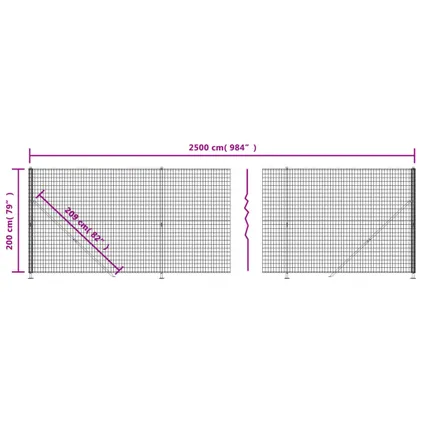 vidaXL - Staal - Draadgaashek met flens 2x25 m antracietkleurig - TLS154302 6