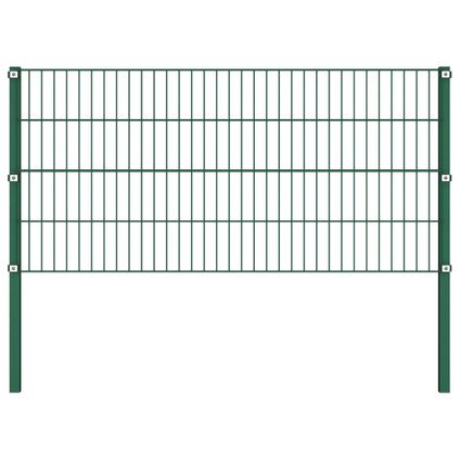The Living Store - Fer - Panneau de clôture avec poteaux Fer 1,7 x 0,8 m Vert - TLS144933