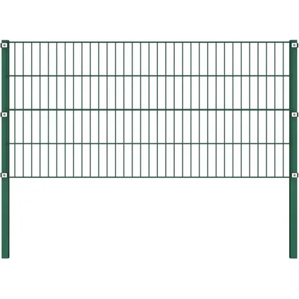 The Living Store - Fer - Panneau de clôture avec poteaux Fer 1,7 x 0,8 m Vert - TLS144933 5