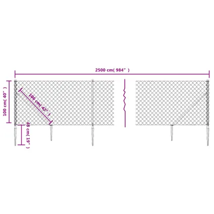 vidaXL - Staal - Gaashek met grondankers 1x25 m antracietkleurig - TLS153977 5