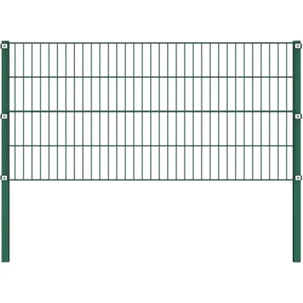 The Living Store - Fer - Panneau de clôture avec poteaux Fer 13,6 x 0,8 m Vert - TLS278611 9
