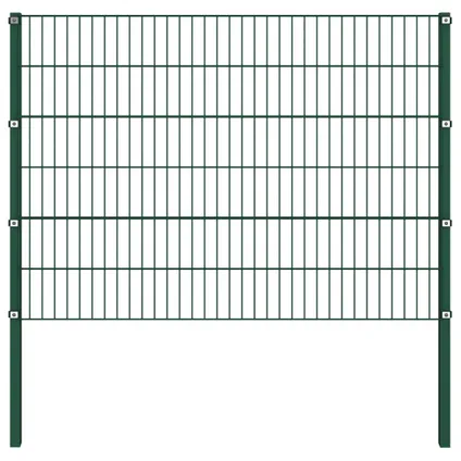 The Living Store - Fer - Panneau de clôture avec poteaux Fer 8,5 x 1,2 m Vert - TLS278665 2