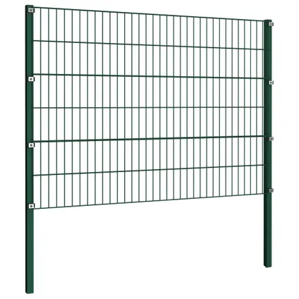 The Living Store - Fer - Panneau de clôture avec poteaux Fer 8,5 x 1,2 m Vert - TLS278665 3