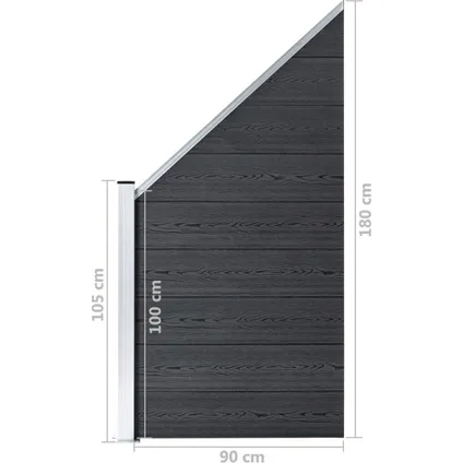 The Living Store - WPC - Panneau de clôture WPC 95x(105-180) cm Gris - TLS49071 10